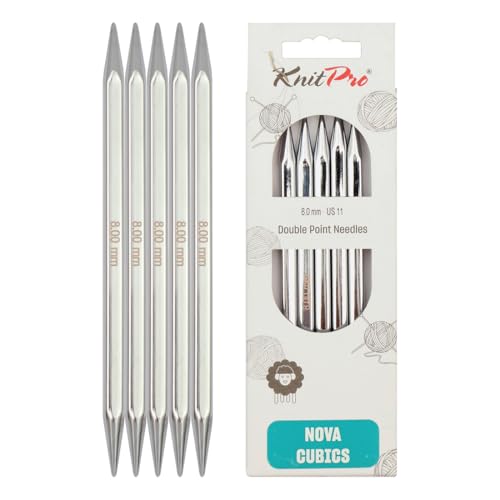 KnitPro K12136 Strumpfstricknadeln, Messing, Silber, 8 mm, 5 von KnitPro