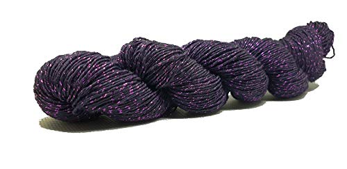 KNITSILK Sparkle Silk Garn: Silk Shimmer Sparkle & Shine Garn irisierendes Sparkle Garn – 50 g reines Maulbeerseide-Garn – Stricken, Häkeln, Weben, Babygarne (lila) von Knitsilk