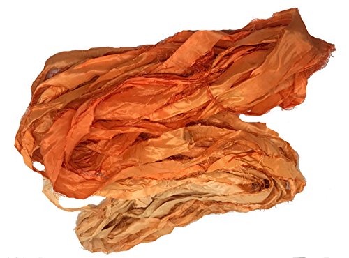 KnitSilk recyceltes Sari-Seidenband, sehr grob, Garn in Ombré, Duppioni-Seidenband, Taft-Seidenband, 50 g, 27 m, Seide, Orange Ombre, 1 Stück KnitSilk recyceltes Sari-Seidenband, sehr grob, Garn in Ombré, Duppioni-Seidenband, Taft-Seidenband, 50 g, 27 m, Seide, Orange Ombre, 1 Stück von Knitsilk