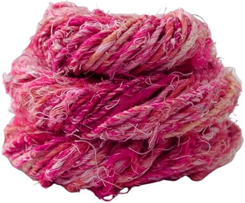 Knitsilk Artisan Leinengarn, grob, handgesponnenes und handgefärbtes Garn, 100 g, 2 Stück, Rosa von Knitsilk
