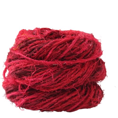 Knitsilk Artisan Leinengarn, grob, handgesponnenes und handgefärbtes Garn, 100 g, 2 Stück, Rot von Knitsilk