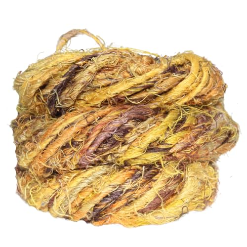 Knitsilk Artisan Leinengarn, grob, handgesponnenes und handgefärbtes Garn, 100 g, 2 Stück (Senf) von Knitsilk