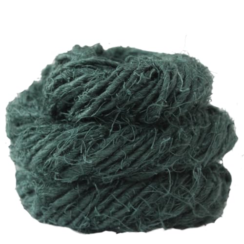 Knitsilk Artisan Leinengarn, grobes handgesponnenes und handgefärbtes Garn, 100 g, 2 Stück, Dunkelgrün von Knitsilk