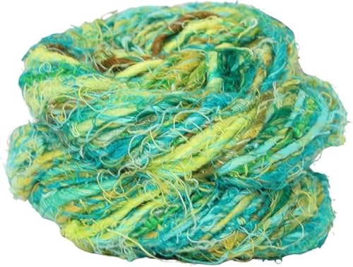 Knitsilk Artisan Leinengarn, grobes handgesponnenes und handgefärbtes Garn, 100 g, 2 Stück, Grün von Knitsilk