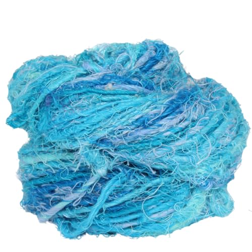 Knitsilk Artisan Leinengarn, grobes handgesponnenes und handgefärbtes Garn, 100 g, 2 Stück, Hellblau von Knitsilk
