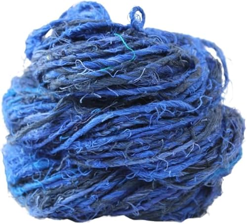 Knitsilk Artisan Leinengarn, grobes handgesponnenes und handgefärbtes Garn, 100 g, 2 Stück, Marineblau von Knitsilk