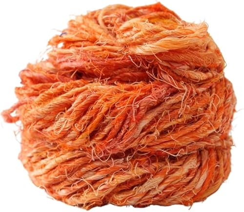 Knitsilk Artisan Leinengarn, grobes handgesponnenes und handgefärbtes Garn, 100 g, 2 Stück, Orange von Knitsilk
