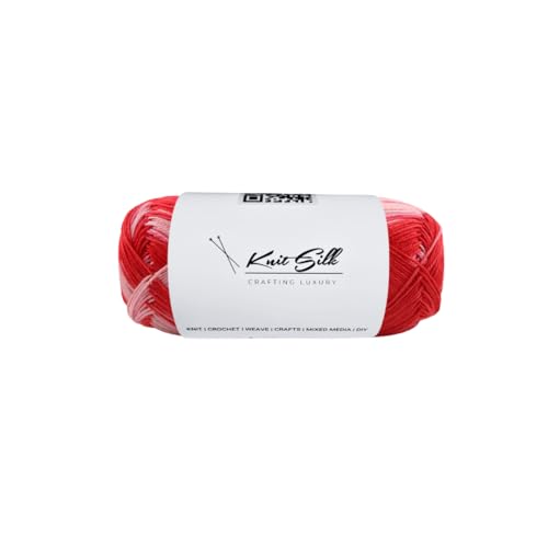 Knitsilk CottonMuse – 100 % gasiertes merzerisiertes Baumwollgarn, 4 x 75 g, weiches, mattes Finish, Premium-Häkelgarn für Bekleidung und Bastelarbeiten, 4 Stück (Rosa-Weiß) von Knitsilk