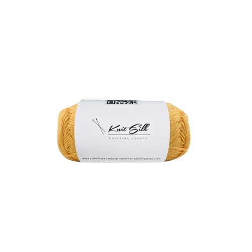 Knitsilk CottonMuse – 100 % gasiertes merzerisiertes Baumwollgarn, 4 x 75 g, weiches, mattes Finish, Premium-Häkelgarn für Bekleidung und Bastelarbeiten, 4 Stück (gelb) von Knitsilk