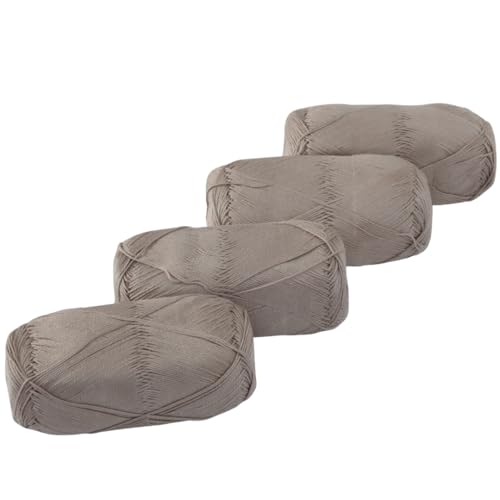 Knitsilk CottonMuse – 100 % gasiertes merzerisiertes Baumwollgarn, 4 x 75 g, weiches, mattes Finish, Premium-Häkelgarn für Bekleidung und Bastelarbeiten, 4 Stück (grau) von Knitsilk