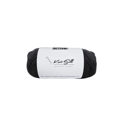 Knitsilk CottonMuse – 100 % gasiertes merzerisiertes Baumwollgarn, 4 x 75 g, weiches, mattes Finish, Premium-Häkelgarn für Bekleidung und Bastelarbeiten, 4 Stück (schwarz) von Knitsilk