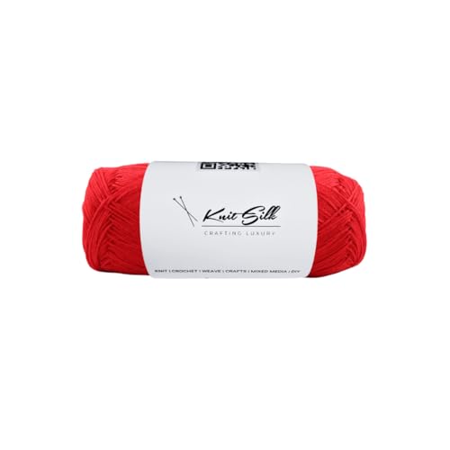 Knitsilk CottonMuse – 100 % gasiertes merzerisiertes Baumwollgarn, 4 x 75 g, weiches, mattes Finish, Premium-Häkelgarn für Bekleidung und Heimwerker, 4 Stück (rot) von Knitsilk