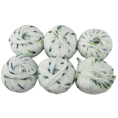 Knitsilk Federweiches Strickgarn - 100% Acryl | 4-lagig, 6 x 25g (insgesamt 150g) | superweiches Garn für Babykleidung, Decken, Pullover & DIY Häkelprojekte | 6 Stück (Weiß-Blau) von Knitsilk