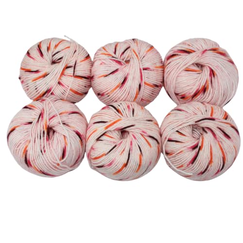 Knitsilk Federweiches Strickgarn - 100% Acryl | 4-lagig, 6 x 25g (insgesamt 150g) | superweiches Garn für Babykleidung, Decken, Pullover & DIY Häkelprojekte | 6 Stück (Weiß-Orange) von Knitsilk