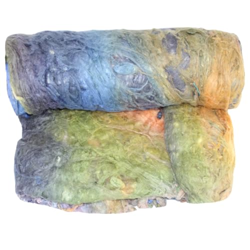 Knitsilk Hochwertige Maulbeerseide der Güteklasse A: handgefärbte blaue und orangefarbene Fasern zum Nadelfilzen, Nassfilzen, Spinnen, Stricken und Nähen, 200 g Maulbeerkokonblatt und Knitsilk Hochwertige Maulbeerseide der Güteklasse A: handgefärbte blaue und orangefarbene Fasern zum Nadelfilzen, Nassfilzen, Spinnen, Stricken und Nähen, 200 g Maulbeerkokonblatt und von Knitsilk