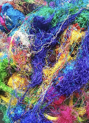 Knitsilk Hochwertige Maulbeerseide der Güteklasse A: handgefärbte gelbe und weiße Seidenfasern zum Nadelfilzen, Nassfilzen, Spinnen, Stricken und Nähen, 100 g Maulbeerfaser-Seidegarn von Knitsilk