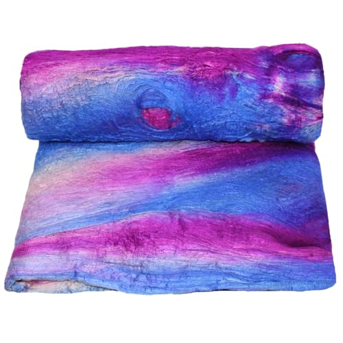 Knitsilk Premium Maulbeerseide der Güteklasse A, handgefärbt blau & dunkelrosa | Seidenfasern zum Nadelfilzen, Nassfilzen, Spinnen, Mischtechnik - 500 g Maulbeerkokonblatt, Filamentblatt von Knitsilk