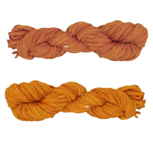 Knitsilk Super Bulky handgefärbtes Sari-Seidenbandgarn, Seidenband zum Basteln, Stricken, Häkeln, Schmuck- und Taschenherstellung, Bandgarn in Gold – 22+ Meter von Knitsilk