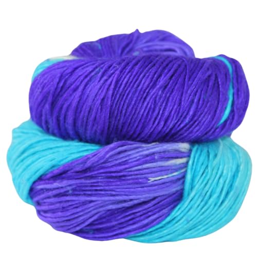 Knitsilk Top Yarn-Mulberry Silk Roving-Garn in Schattierungen von Lila, Blau, Weiß, Handbinden und Stanzen, 225 Meter kardierte reine Seide (1 Stück) (100 g) von Knitsilk