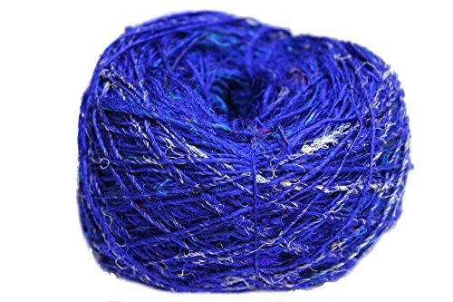 knitsilk aus recyceltem Sari Seide Garn, Farbe blau (100 Gramm) von Knitsilk