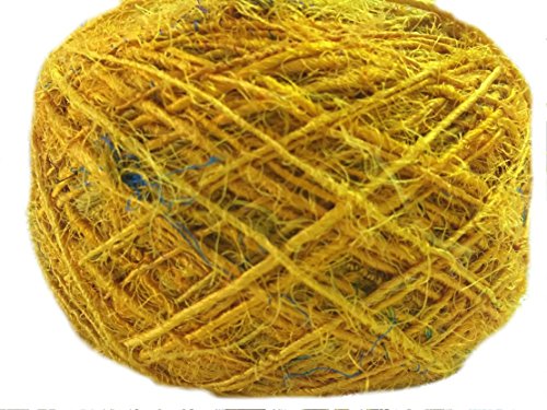 knitsilk aus recyceltem Sari Seide Garn, Farbe gelb (100 Gramm) von Knitsilk