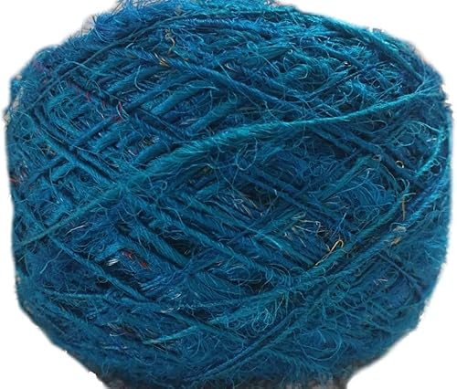 knitsilk aus recyceltem Sari Seide Garn, Farbe türkis (100 Gramm) von Knitsilk