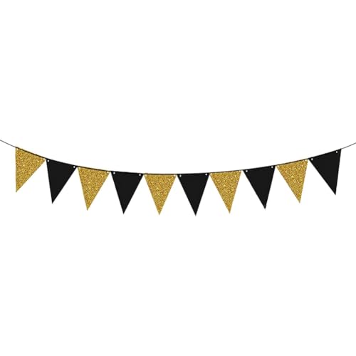 Knnuey im Nahen Osten, Geburtstag, Abschlussfeier, Schwarz-Goldene Dreiecksflagge, Party-Hintergrund, Banner-Dekoration von Knnuey