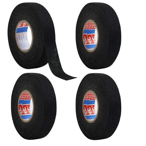 Knocery 4 Stück Gewebeband für Auto, Klebeband 19mm x 15m, Isolierband Schwarz, Textilband Selbstklebend für Verkabelung, Motorrad zur Kabelbaumabdeckung Knocery 4 Stück Gewebeband für Auto, Klebeband 19mm x 15m, Isolierband Schwarz, Textilband Selbstklebend für Verkabelung, Motorrad zur Kabelbaumabdeckung von Knocery