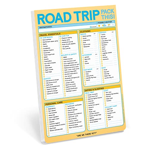 Knock Knock Roadtrip Pack This! Pad – Roadtrip Packliste Pad, Trip Essentials Checkliste, 15,2 x 22,9 cm von Knock Knock