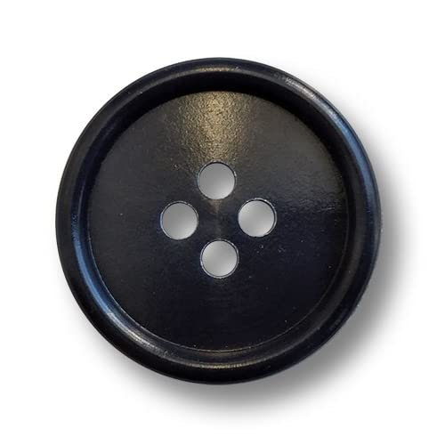 Knopfparadies - 10er Set dunkelblaue, fast schwarze Kunststoffknöpfe mit vier Löchern - günstigere B-WARE. Ø: ca. 20mm von Knopfparadies