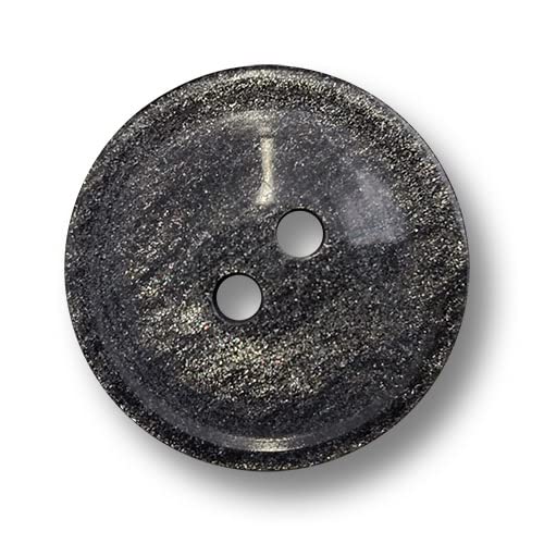 Knopfparadies - 10er Set dunkelgrau schimmernde und glimmernde Kunststoffknöpfe mit zwei Löchern. Ø: ca. 11mm! von Knopfparadies