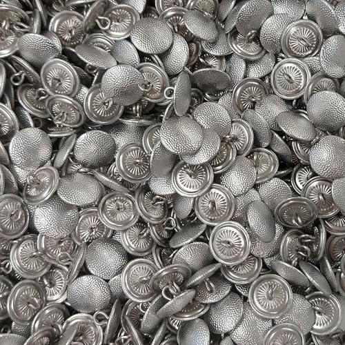 Knopfparadies - 10er Set gekörnte silber Metall Knöpfe leicht gewölbt Uniformknöpfe Uniform Metallknöpfe Knopfparadies - 10er Set gekörnte silber Metall Knöpfe leicht gewölbt Uniformknöpfe Uniform Metallknöpfe von Knopfparadies