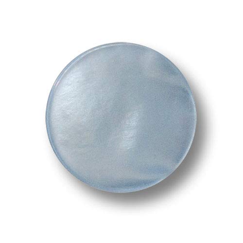 Knopfparadies - 10er Set hellblau schimmernde Kunststoffknöpfe, optisch fast wie gefärbte Perlmuttknöpfe. Ø: ca. 15mm! von Knopfparadies