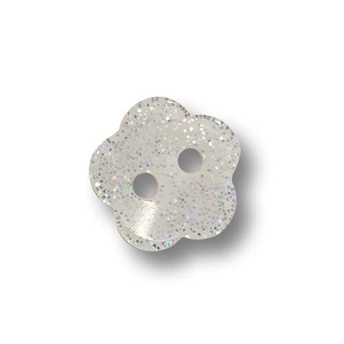 Knopfparadies - 10er Set kleine, glitzernde Blüten - perfekt als Kinderknöpfe oder Blusenknöpfe. Ø: ca. 11mm von Knopfparadies