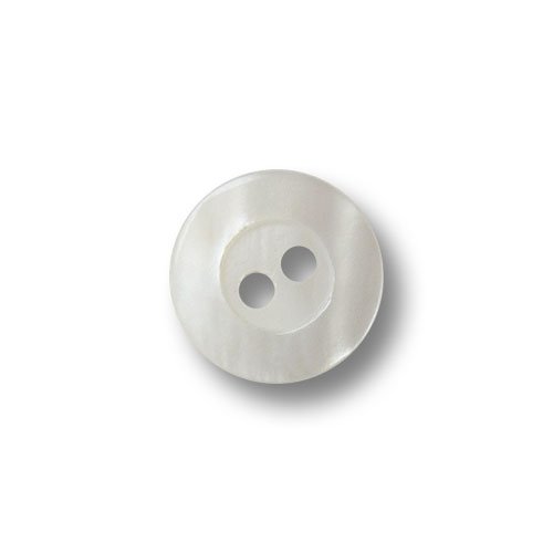 Knopfparadies - 10er Set kleine hübsche weiße Zweiloch Perlmuttknöpfe mit breitem Rand und vertiefter Knopfmitte/perlmuttweiß (weiß) / Perlmuttknöpfe/Ø ca. 10mm von Knopfparadies