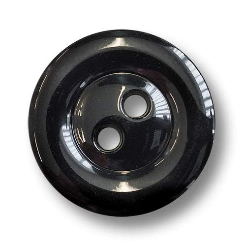Knopfparadies - 10er Set leichte, günstige Kunststoffknöpfe, glänzend schwarz mit zwei Löchern. Ø: ca. 25mm! von Knopfparadies