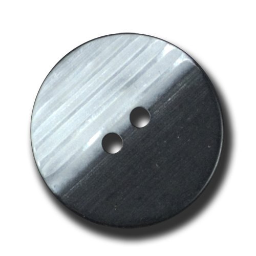 Knopfparadies - 10er Set moderne Zweiloch Knöpfe mit Perlmutt-Effekt/schwarz, weiß-grau/Kunststoff/Ø ca. 21 mm von Knopfparadies