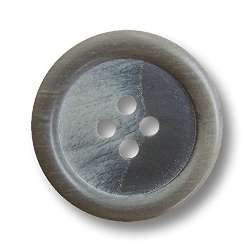 Knopfparadies - 10er Set schlichte matt grau melierte Vierloch Kunststoff Knöpfe mit wulstigem Rand/matt grau meliert/Kunststoffknöpfe/Ø ca. 26mm von Knopfparadies