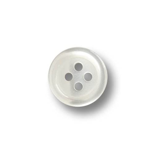 Knopfparadies - 12er Set schlichte, weiß schimmernde Blusenknöpfe aus Kunststoff mit vier Löchern. Ø: ca. 10mm! von Knopfparadies