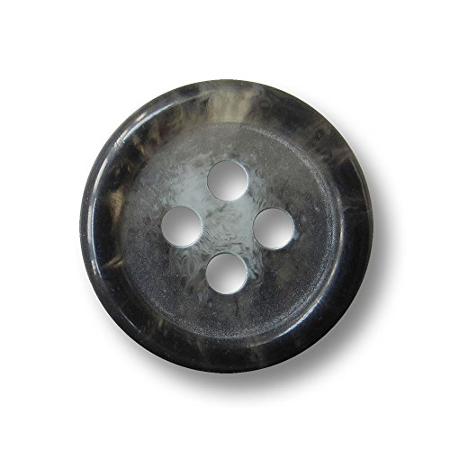Knopfparadies - 15er Set günstige klassische Vierloch Kunststoff Knöpfe in Horn Optik/schwarz, hellgrau, transparent meliert/Kunststoffknöpfe (Ø ca. 20mm) von Knopfparadies