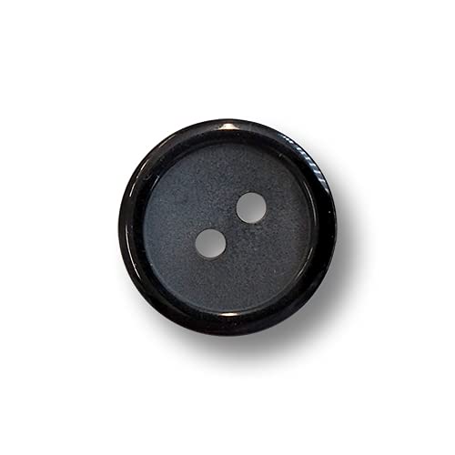 Knopfparadies - 15er Set kleine, günstige Kunststoffknöpfe in grau/matt schwarz mit zwei Löchern. Ø: ca. 11-12mm! von Knopfparadies