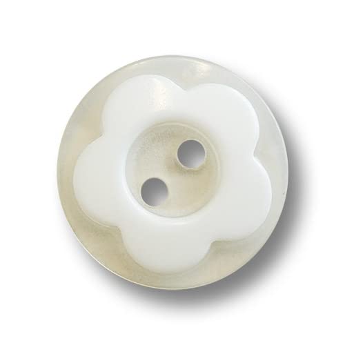 Knopfparadies - 15er Set zuckersüße Blütenknöpfe aus Kunststoff in gelblich transparent und weiß. Ø: ca. 15mm! Knopfparadies - 15er Set zuckersüße Blütenknöpfe aus Kunststoff in gelblich transparent und weiß. Ø: ca. 15mm! von Knopfparadies
