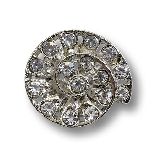 Knopfparadies - 2er Set aussergewöhnliche Glitzerknöpfe aus Metall - fast wie Strassbesetzte Schnecken. Ø: ca. 18x20mm von Knopfparadies