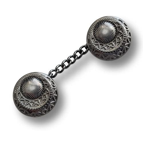 Knopfparadies - 2er Set umwerfend schöne, filigran verzierte Kettenknöpfe aus Metall, chromfarben. Ø: ca. 23mm! von Knopfparadies