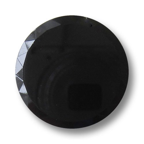 Knopfparadies - 3er Set attraktive große schwarze flache Ösen Glasknöpfe mit facettiertem Rand/Schwarz glänzend/Glas Knöpfe/Ø ca. 27mm von Knopfparadies