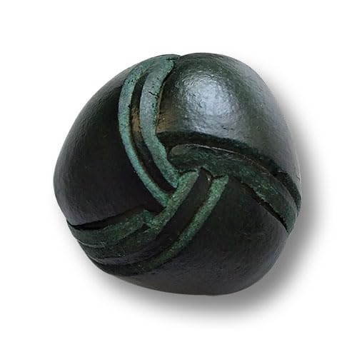Knopfparadies - 3er Set ausgefallene, dunkelgrüne Lederknöpfe, ausgefallenes Design wie gewickelt. Ø: ca. 16mm! von Knopfparadies
