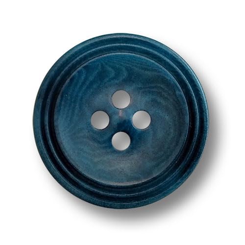 Knopfparadies - 4er Set blau eingefärbte Steinnussknöpfe mit vier Knopflöchern und geriffeltem Rand. Ø: ca. 23mm! von Knopfparadies