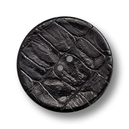 Knopfparadies - 4er Set riesige, etwas dickere Kunststoffknöpfe in schwarzer Krokodilleder Optik! Ø: ca. 30mm von Knopfparadies
