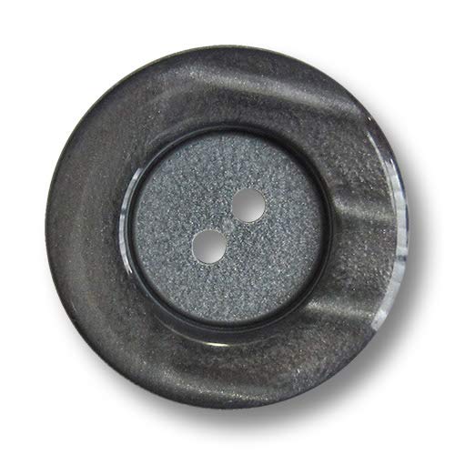 Knopfparadies - 4er Set tolle, grau schimmernde Mantelknöpfe aus Kunststoff mit zwei Löchern. Durchmesser: ca. 21mm! von Knopfparadies