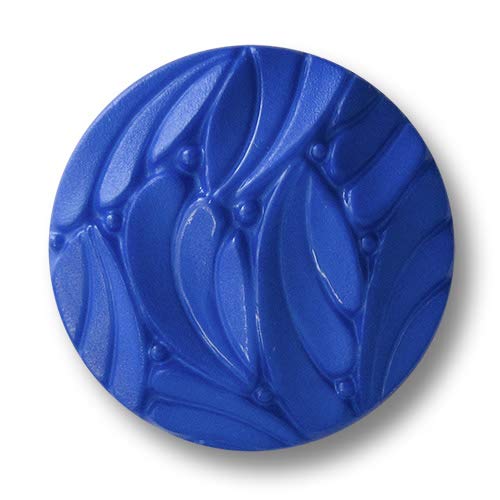 Knopfparadies - 5 Stück exklsuive Designerknöpfe in leuchtend blau mit plastischem Muster, fast wie alte Glasknöpfe. Perfekt als Mantelknöpfe, Jackenknöpfe etc. Durchmesser: ca. 23mm! von Knopfparadies